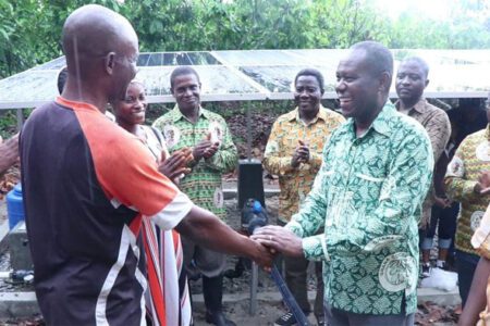 Ghana Cocoa Boss Hands Over First Solar Irrigation System To Farmer