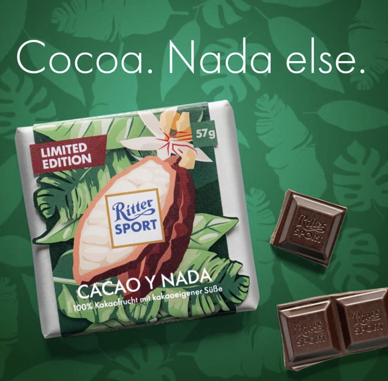 Ritter Sport, Cocoa y Nada, chocolate, no sugar