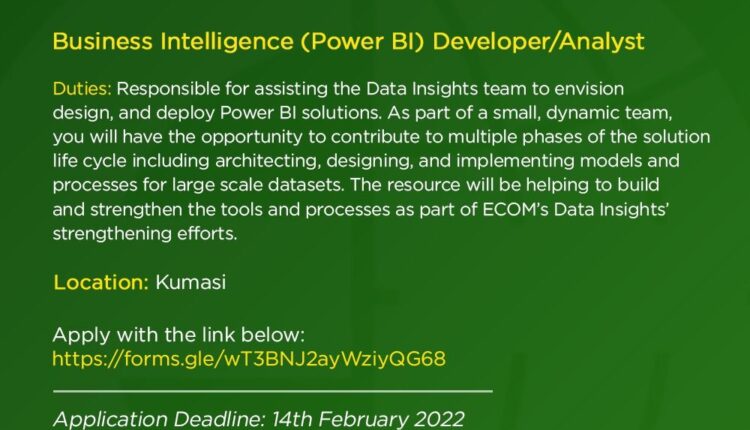 Business Intelligence (Power BI) Developer/Analyst,