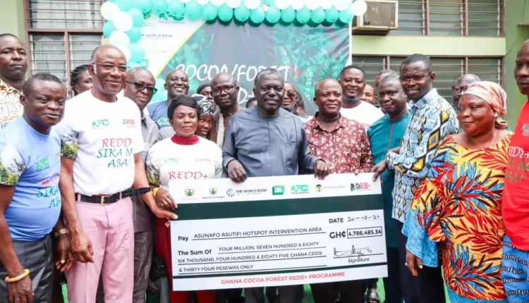 Carbon credits reward, World Bank, Asunafo Asutifi Hotspot Intervention Area, Ministry of Lands and Natural Resources, Benito Owusu Bio, Cocoa production, Roselyn Fosua Adjei, Forestry Commission, Ghana Cocoa Board, World Cocoa Foundation, Ghana Carbon Registry, REDD+ programme,